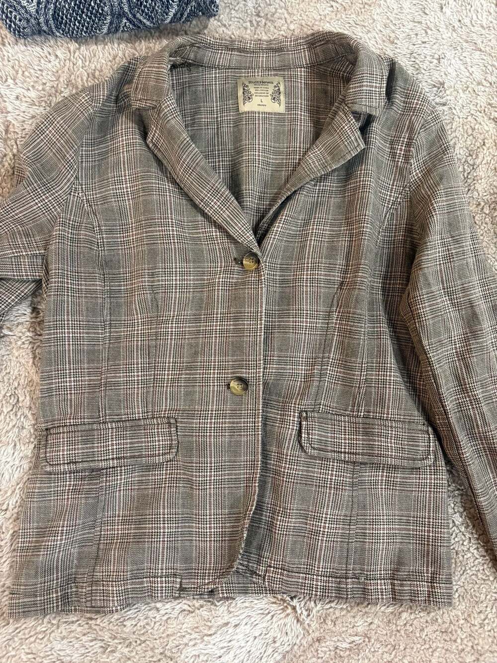 Ruff Hewn Plaid Blazer Jacket with Elbow Patches